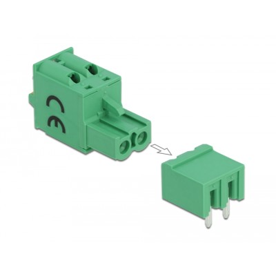 Delock Terminal block set for PCB 2 pin 5.08 mm pitch horizontal