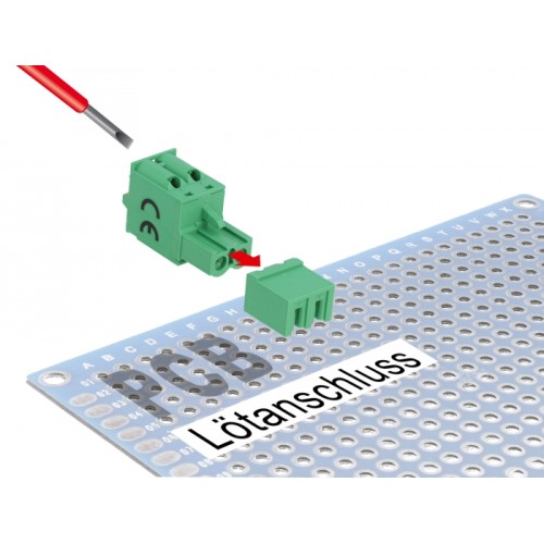 Delock Terminal block set for PCB 2 pin 5.08 mm pitch horizontal