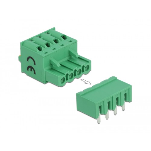 Delock Terminal block set for PCB 4 pin 5.08 mm pitch horizontal