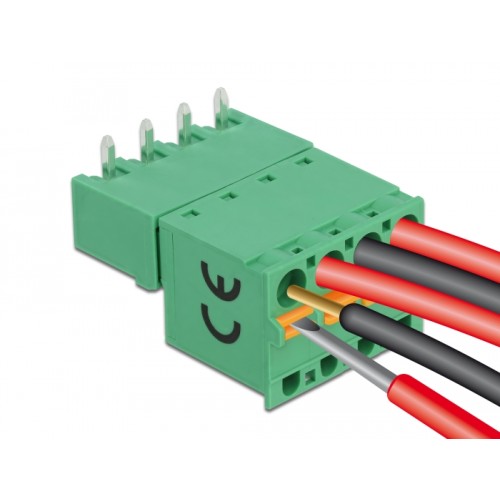 Delock Terminal block set for PCB 4 pin 5.08 mm pitch horizontal