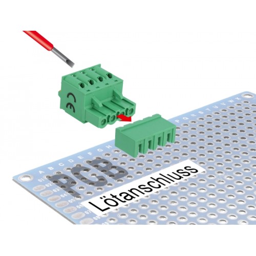 Delock Terminal block set for PCB 4 pin 5.08 mm pitch horizontal