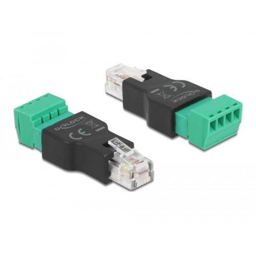 Delock Adapter RJ11/14 male to Terminal Block 4 pin 2-part