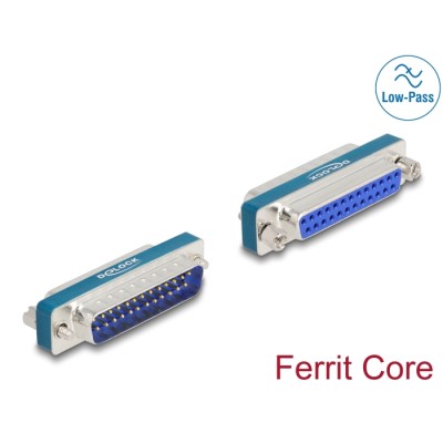 Delock RF/EMI Interference Suppression Filter D-Sub 25 pin male to female with low-pass inductive