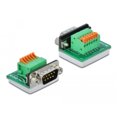 Delock D-Sub9 male to Terminal Block with Push Button horizontal