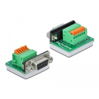 Delock D-Sub9 female to Terminal Block with Push Button horizontal