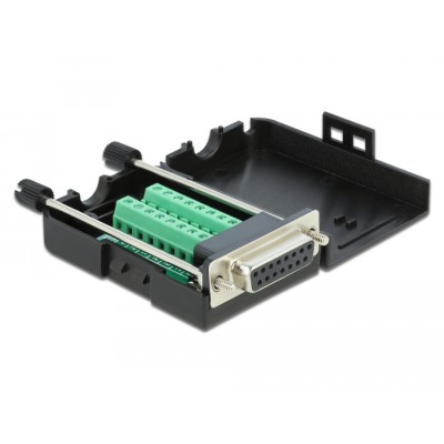 Delock D-Sub15 female to Terminal Block with Enclosure