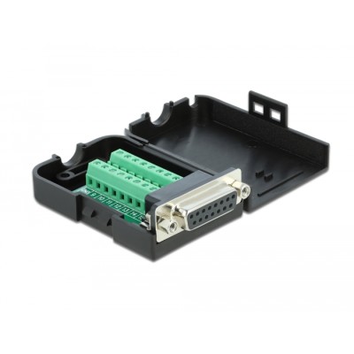 Delock D-Sub15 female to Terminal Block with Enclosure