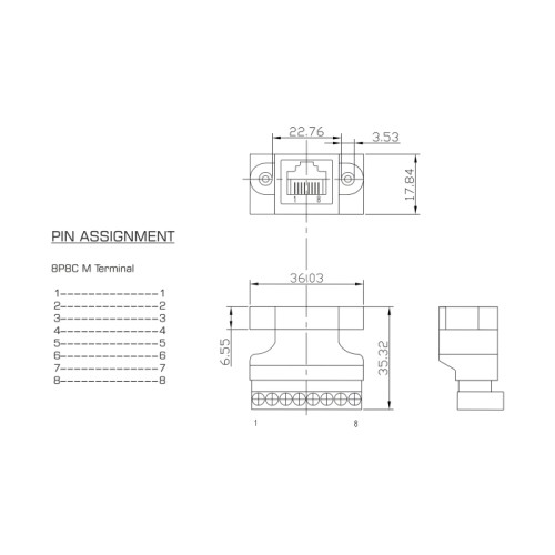 Delock RJ45 jack to Terminal Block Adapter for Installation 8 pin 2-part