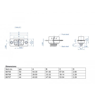 Delock D-Sub HD 50 pin male metal, solder version, 2 pieces 2