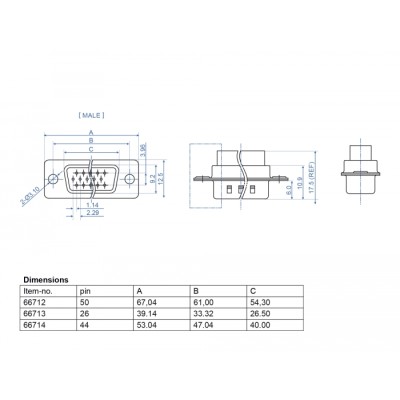 Delock D-Sub HD 44 pin crimp male, metal, 2 pieces 2