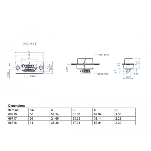 Delock D-Sub HD 26 pin female metal, solder version, 4 pieces