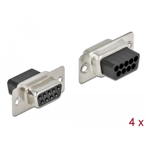 Delock D-Sub 9 pin crimp female, metal, 4 pieces