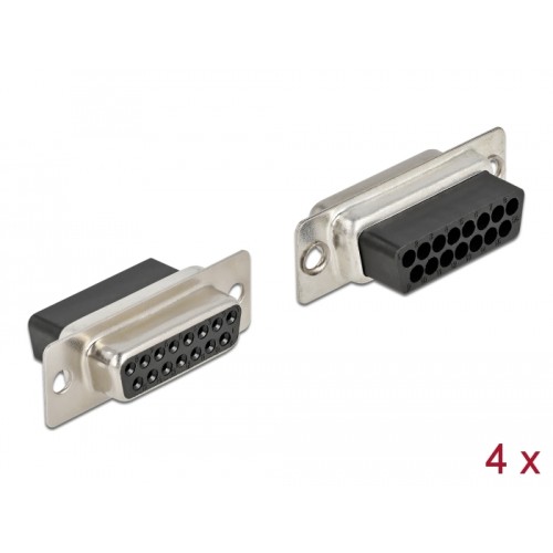 Delock D-Sub 15 pin crimp female, metal, 4 pieces