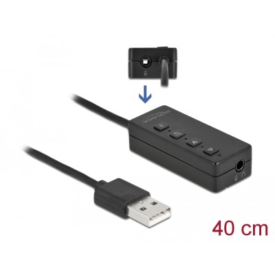 Delock USB Headset and Microphone Adapter with 2 x 3.5 mm Stereo Jack for Windows and Mac OS