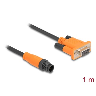 Delock M12 CAN Bus Cable A-coded 5 pin male to D-Sub 9 female 1 m