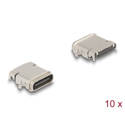 Delock USB 5 Gbps USB Type-C™ female 24 pin SMD connector for solder mounting waterproof 10 pieces