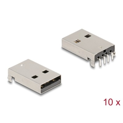 Delock USB 2.0 Type-A female 4 pin THT connector for through-hole mounting 90° angled 10 pieces