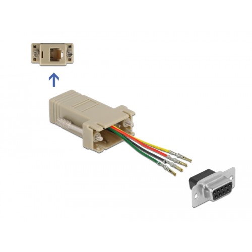 Delock D-Sub 9 pin female to RJ11/RJ14 6P/4C female Assembly Kit