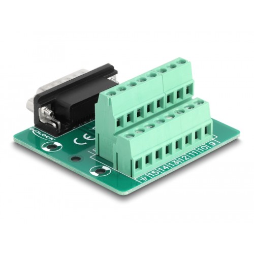 Delock D-Sub 15 pin male to Terminal Block for DIN rail