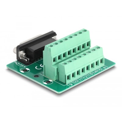 Delock D-Sub 15 pin female to Terminal Block for DIN rail 2