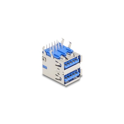 Delock USB 5 Gbps Type-A female double row 18 pin THT connector for through-hole mounting 90° angled 10 pieces 2