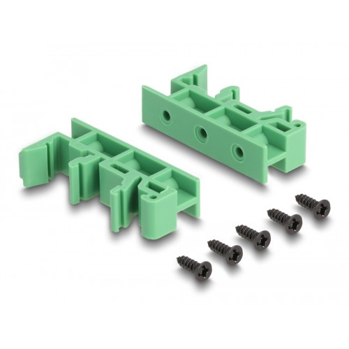 Delock RJ45 2 x female to 2 x Terminal Block with push-button for DIN rail