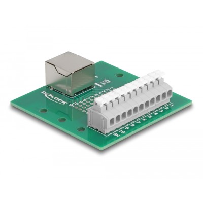 Delock RJ50 female to Terminal Block with push-button for DIN rail 2