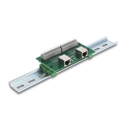 Delock RJ50 2 x female to 2 x Terminal Block with push-button for DIN rail