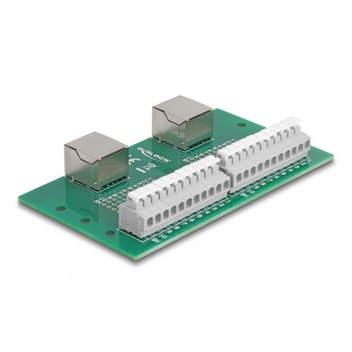 Delock RJ50 2 x female to 2 x Terminal Block with push-button for DIN rail