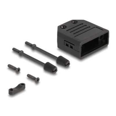 Delock Housing for D-Sub 9 pin male / female plastic housing with strain relief black
