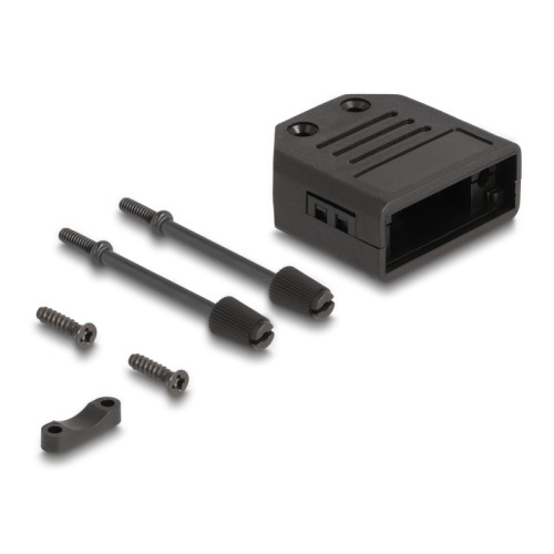 Delock Housing for D-Sub 9 pin male / female plastic housing with strain relief black