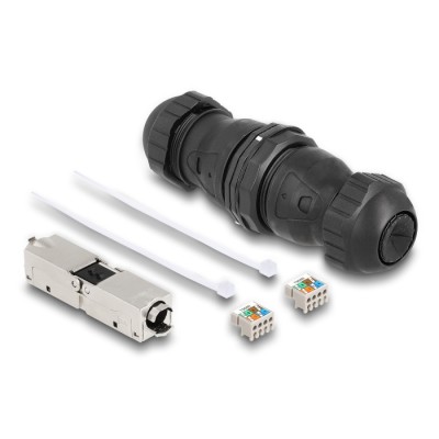 Delock Cable connector LSA to LSA Cat.6A IP68 dust and waterproof black