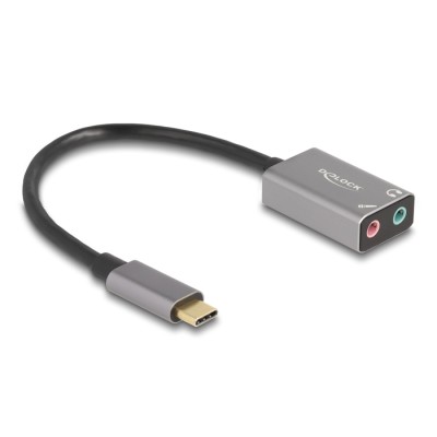 Delock External USB Sound Card with Type-C™ male to 2 x 3.5 mm Stereo jack Plug & Play Audio Adapter