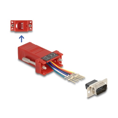 Delock D-Sub 9 pin male to RJ12 female Assembly Kit red