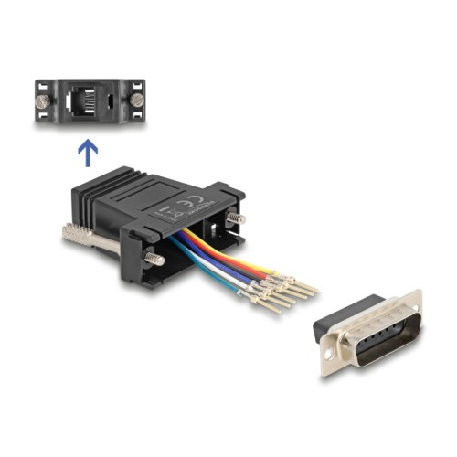 Delock D-Sub 15 pin male to RJ12 female Assembly Kit black