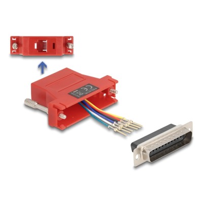 Delock D-Sub 25 pin male to RJ12 female Assembly Kit red