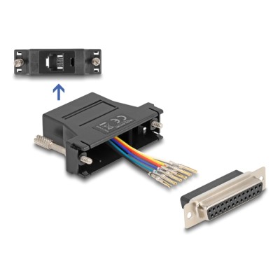 Delock D-Sub 25 pin female to RJ12 female Assembly Kit black