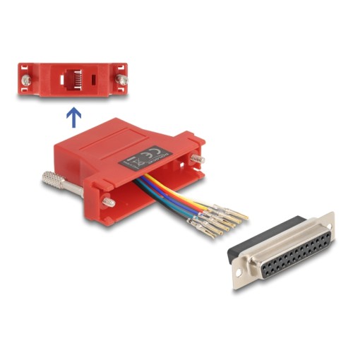 Delock D-Sub 25 pin female to RJ12 female Assembly Kit red