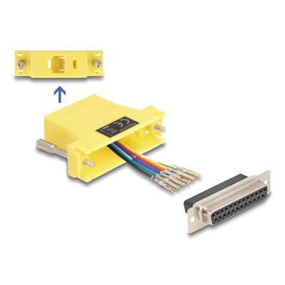 Delock D-Sub 25 pin female to RJ12 female Assembly Kit yellow