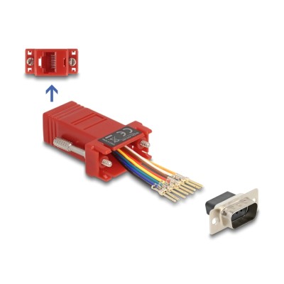 Delock D-Sub 9 pin male to RJ45 female Assembly Kit red