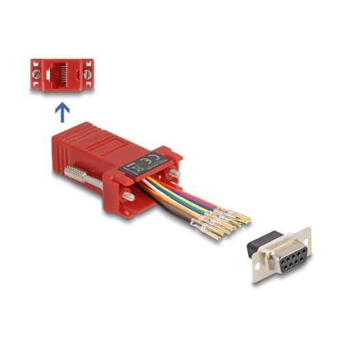 Delock D-Sub 9 pin female to RJ45 female Assembly Kit red