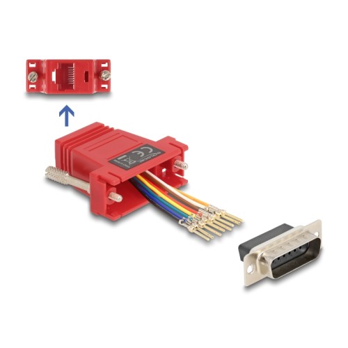 Delock D-Sub 15 pin male to RJ45 female Assembly Kit red