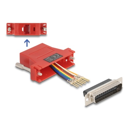 Delock D-Sub 25 pin male to RJ45 female Assembly Kit red