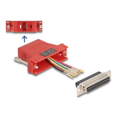 Delock D-Sub 25 pin female to RJ45 female Assembly Kit red