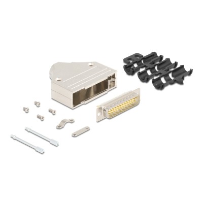 Delock Sub-D connector housing 25 pin metal including male connector and mounting material