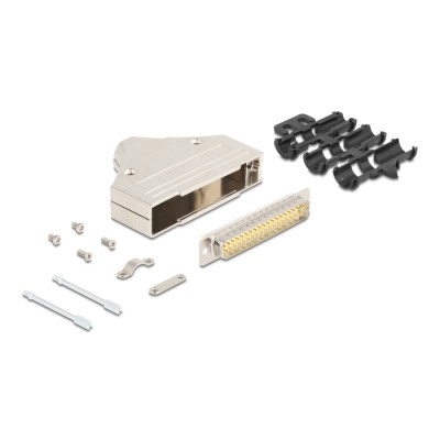 Delock Sub-D connector housing 37 pin metal including male connector and mounting material