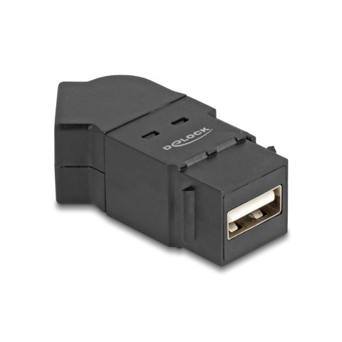 Delock Keystone Module USB 2.0 Type-A panel mount female to Type-A female 45° angled black