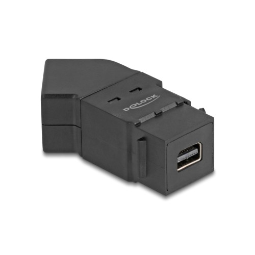 Delock Keystone Module Mini DisplayPort panel mount female to DisplayPort female 45° angled 8K 30 Hz black