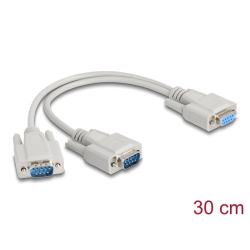 Delock Adapter Y cable D-Sub9 1 x female to 2 x male with screws 30 cm