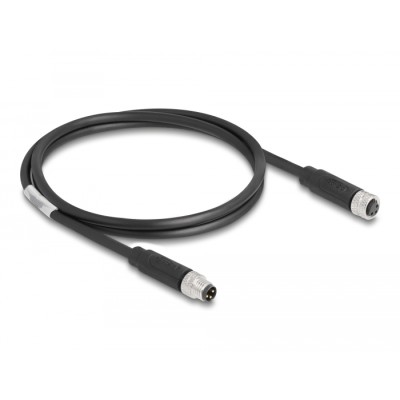 Delock M8 A-coded 3 pin Cable male to female PUR (TPU) 1 m 2